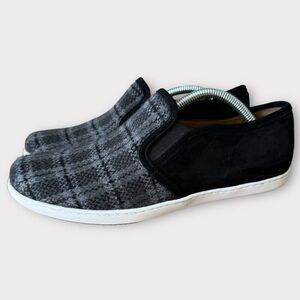 Sezane Womens 7‎ (38) Boy Sneakers Grey Tiles Check Plaid Slip On Sneaker